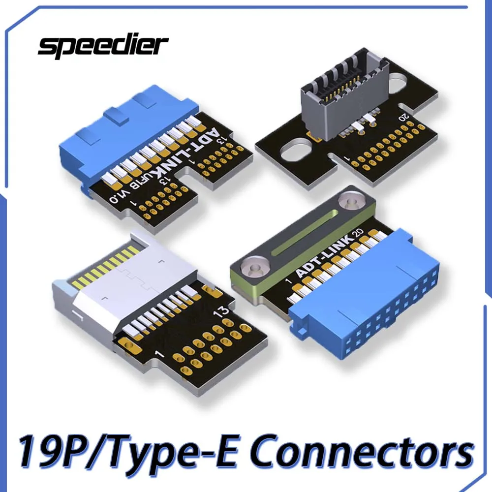 ADT-Link USB 3.1 E 타입 20 핀-USB 3.0 19 핀 수 암 어댑터-E 타입 마더보드 (컴퓨터) 용 DIY 솔더 커넥터