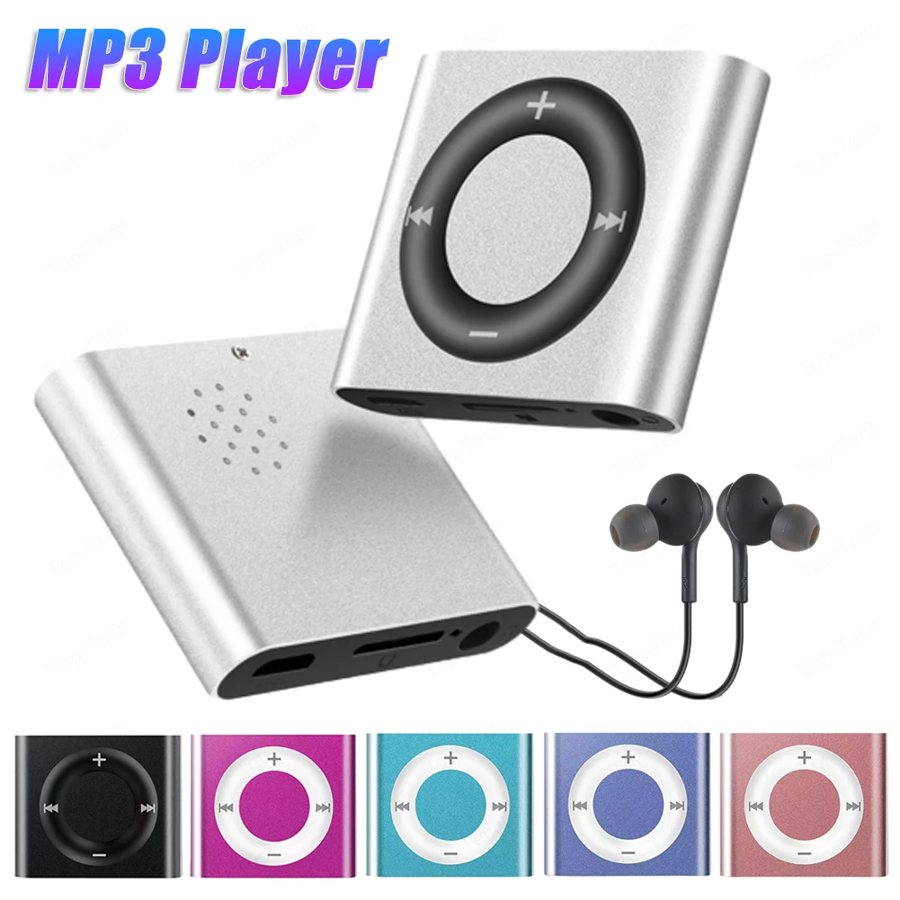 Mini MP3 Music Players 64G Expansion Clip-on Portable Walkman Build in Speaker 180mAh Rechargeable with Headphone for Boys Girls