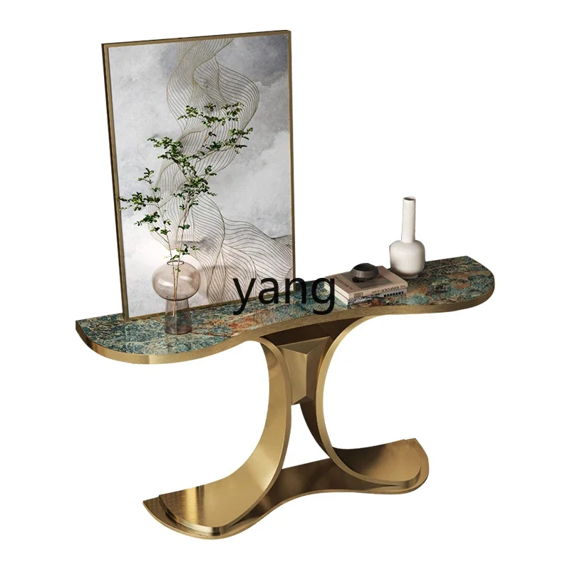 

xyy modern light luxury rock slab entrance table villa model room door entry table