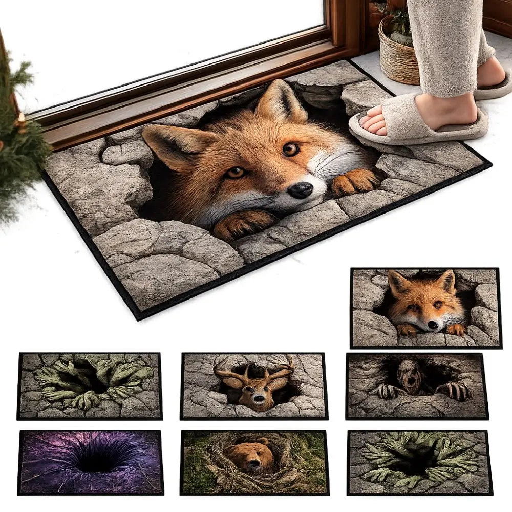 2D Flat Optical Illusion Doormat Non-slip Water-absorbing Bathroom Carpet Abrasion-resistant Durable Bedroom Door Rug Home Decor