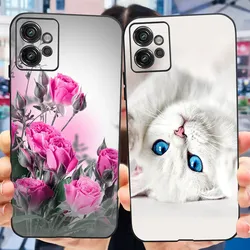 For Motorola Moto G32 Case Fashion Flower Cat Painted Soft Silicone TPU Back Cover For MOTO G32 4G Motog32 Phone Bumper