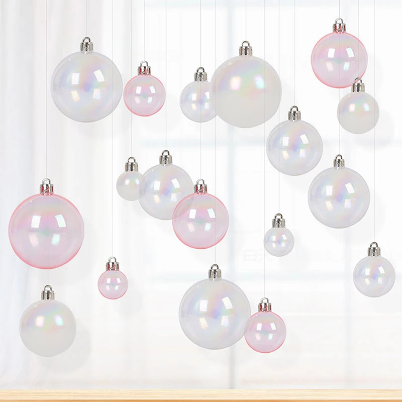 24Pcs 5CM Christmas Iridescent Ball Clear Shatterproof DIY Holiday Decoration Xmas Tree Hanging Ball Party Festival Gift