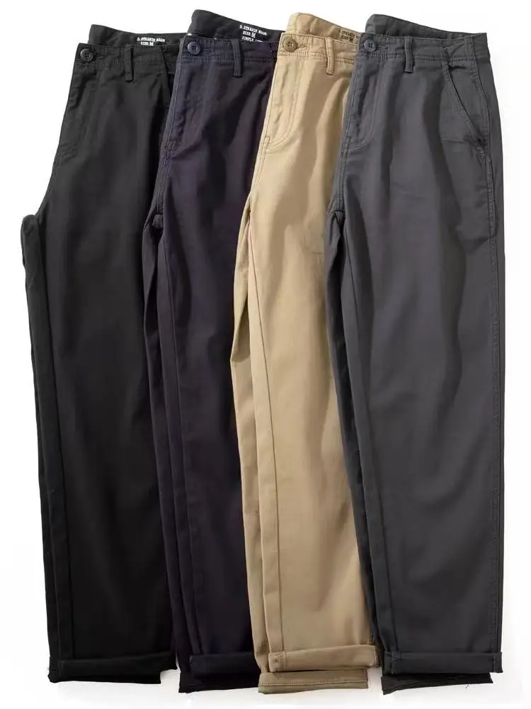 

Мужские хлопковые повседневные брюки свободного кроя, однотонные, прямые, длиной до щиколотки, модные, простые в сочетании, для повседневной носки