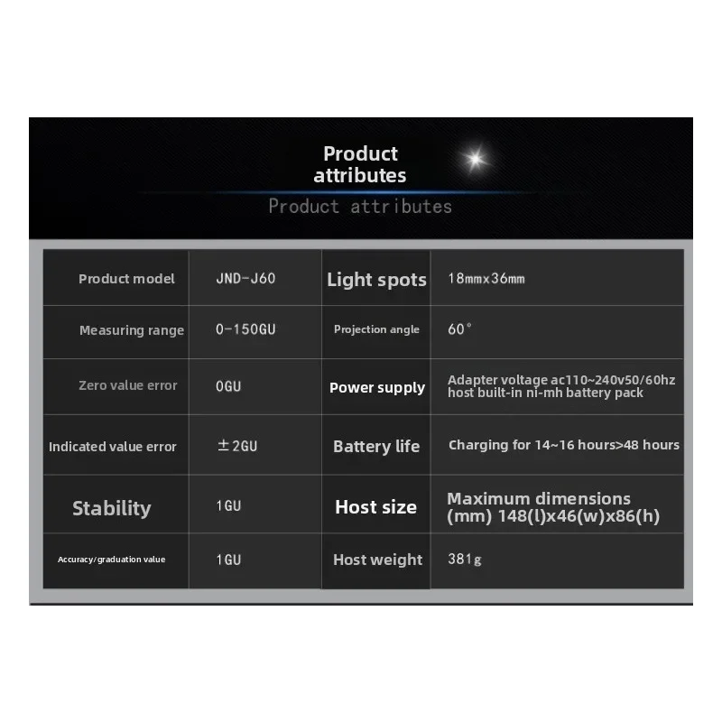 مقياس اللمعان العام عالي الدقة JND-J60 مقياس اللمعان المريح