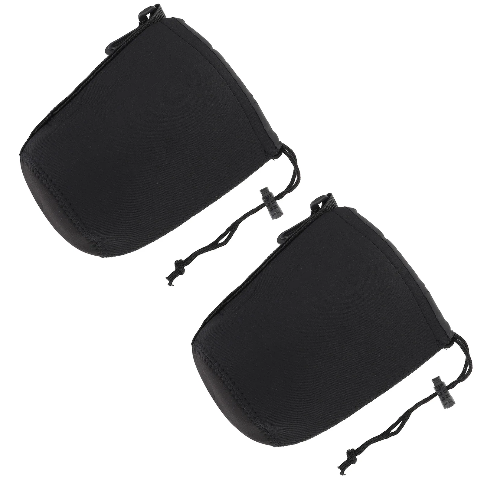 2Pcs Shockproof Neoprene Lens Pouch Adjustable Elastic Drawstring Bag for Dslr Camera Lenses Length Under 15Cm Diameter 10Cm