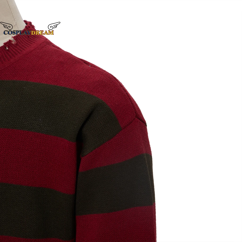 Przerażający Cosplay sweter Freddy Kruege przebranie na karnawał czerwony w zielone paski stroje kostiumy na Halloween przebranie na karnawał s dla