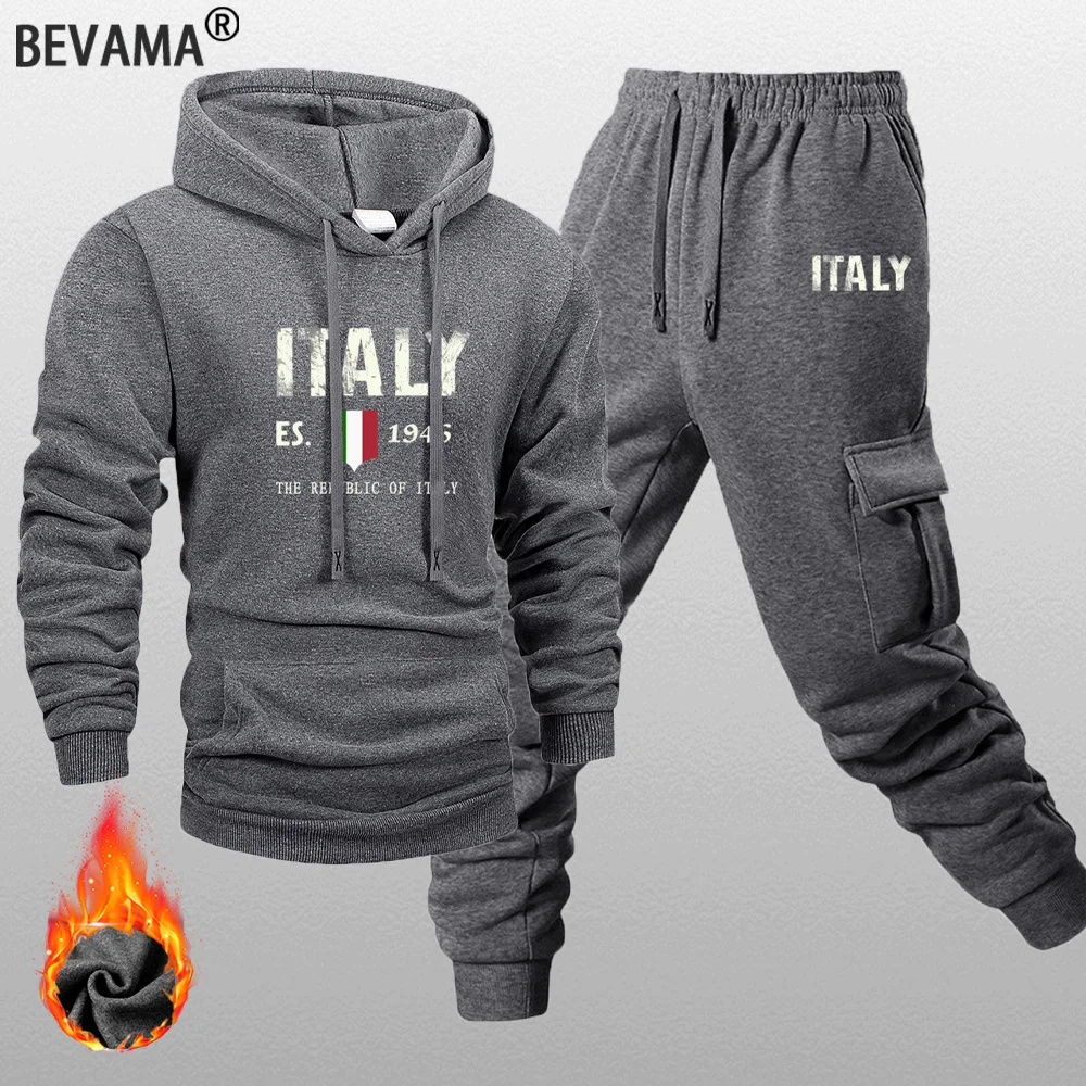 2025 Autumn Men's Hoodie Set Printed Casual Warm Windproof Set Fashion Hoodie Set Sportswear Suitable for Outdoor Activities Set