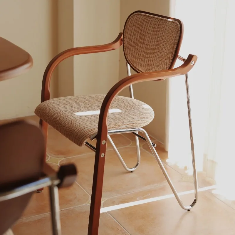 كرسي طعام من الخشب الصلب في منتصف القرن في القرون الوسطى مسند ظهر منزلي فاخر مقعد فرنسي مصمم كلاسيكي بسيط كرسي مسند ظهر من الكتان