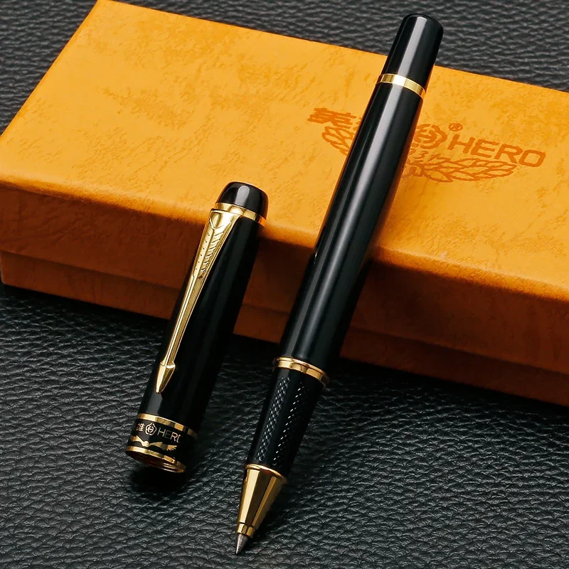 Luxury Gold Arrow Clip Rollerball Pen High Quality 0.5mm Black Ink Refill Smooth Writing Office Pens with Gift Box