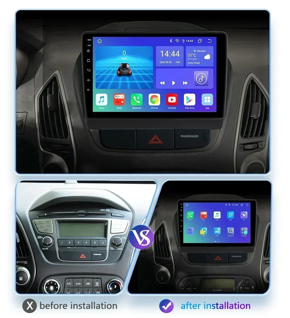Hizpo Car Radio For Hyundai Tucson 2 IX35 2011 - 2017 Wireless CarPlay Android Auto Intelligent Systems 2din 4G WIFI DSP GPS BT