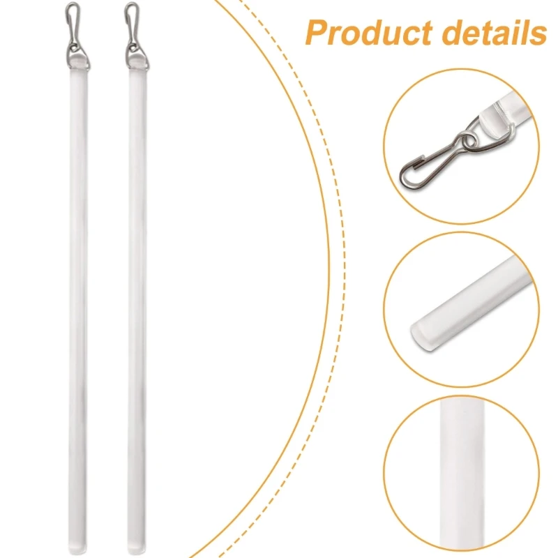 17Inch Curtain Replacement Pull Rod 2Pcs Set Acrylic Drapery Pull Wand with Hook