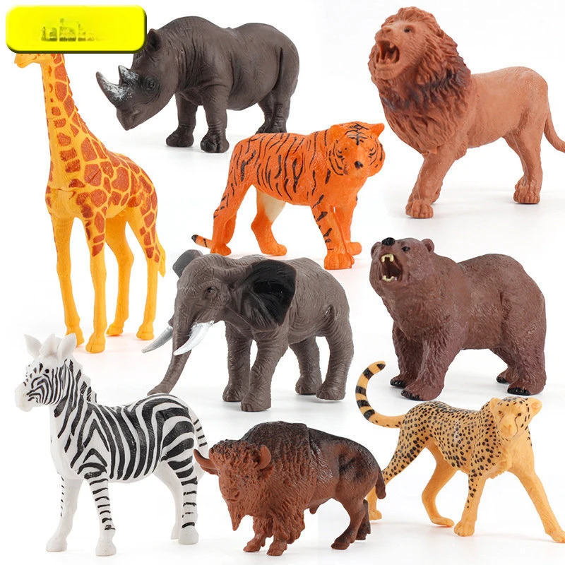 New Wild Animals Toys Zoo Model Toy Figurine Collectible Tiger Lion Elephant Giraffe Rhino Forest Animal Gift for Small Children