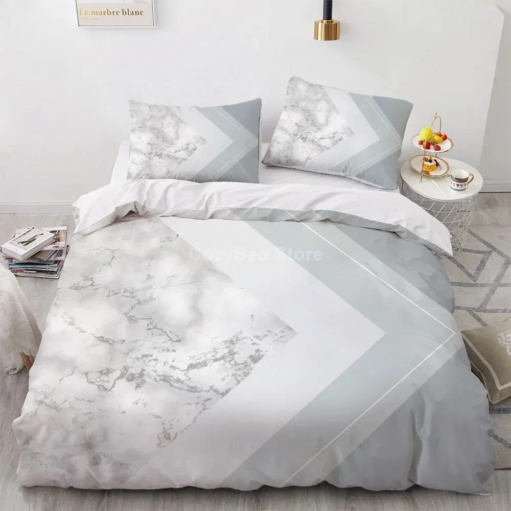 Conjunto de cama padrão mármore ouro branco, 3D Duvet Cover Sets, roupa de cama confortável, solteiro, gêmeo, rainha, rei, moda, luxo