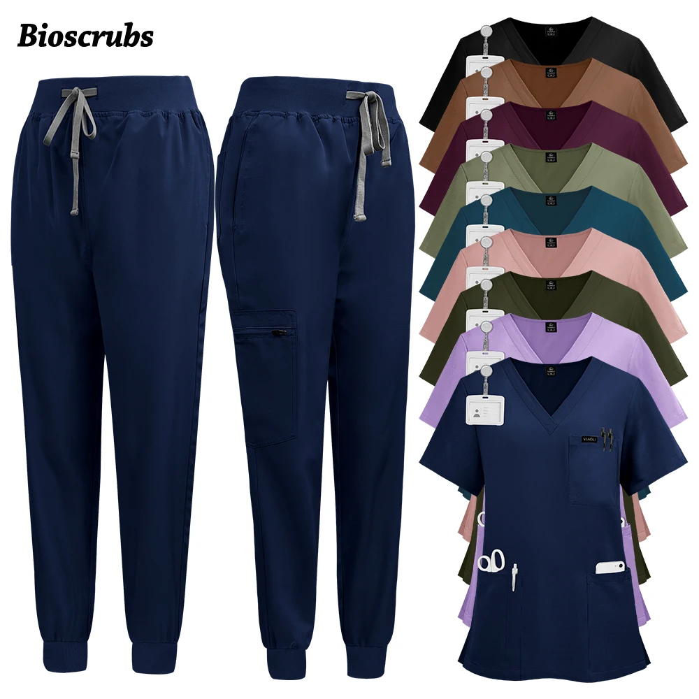 

Wholesale Hospital Scrubs Uniforms Short Sleeve Top Pants Set Nursing Scrubs Set Medical Nursing Clothes Dentist Nurse Workwear