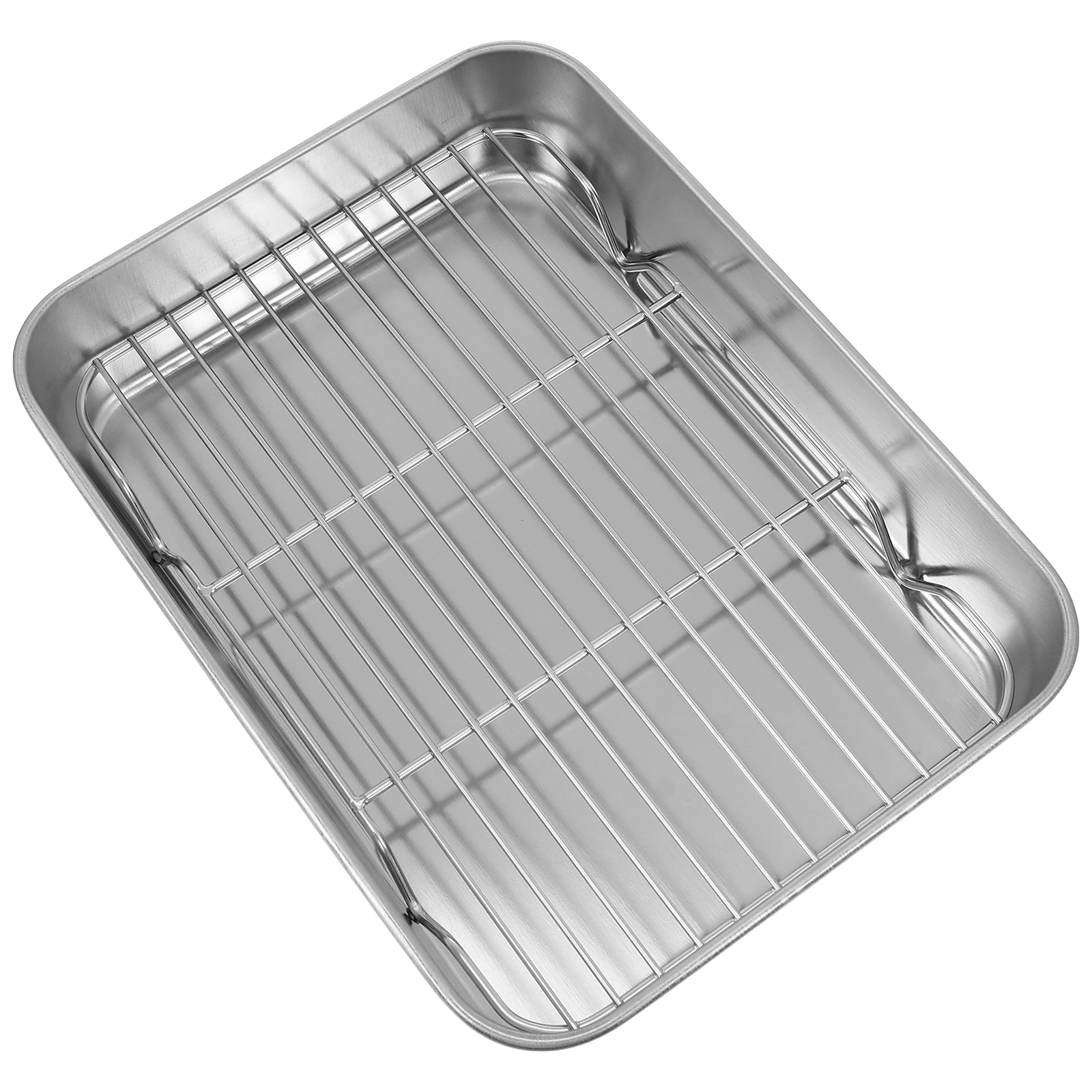 

1 set 1 Set Stainless Steel Baking Tray With Rack Large Capacity Rust Resistant Oven Tray Roasting Chicken Meat Fish Vegetables