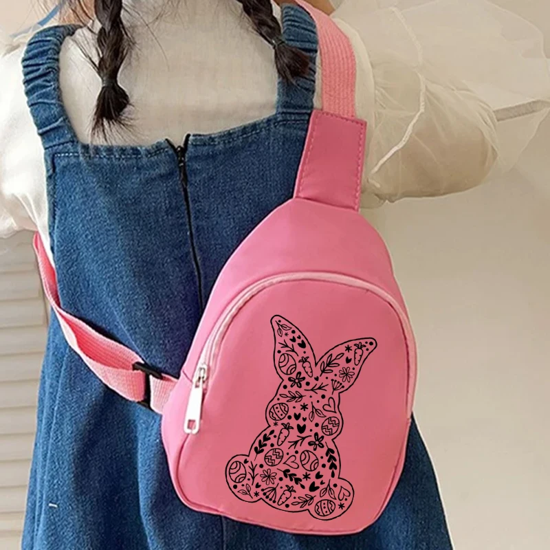 

Детская нагрудная сумка с принтом кролика, легкая, в подарок на Пасху, сумка через плечо для мальчиков и девочек, мультяшная сумка-кролик