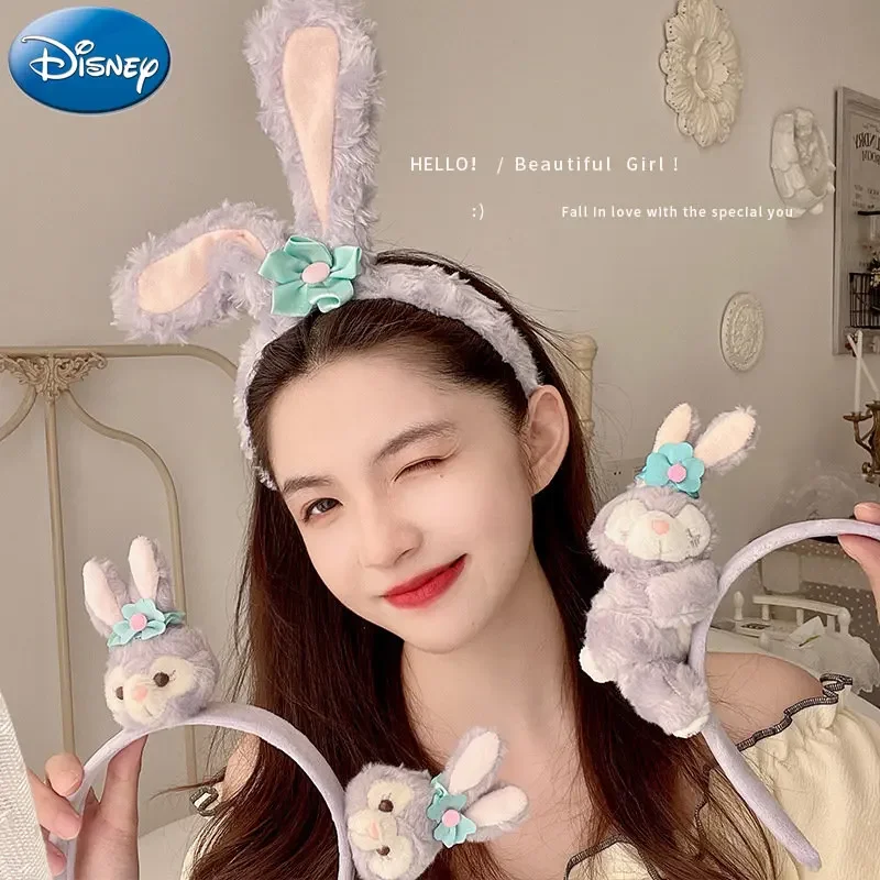 Disney StellaLou Hair decoration Cute Plush Bunny Ear Headband Hair Rope Strawberry Bear Headgear Christmas Hair Accessories