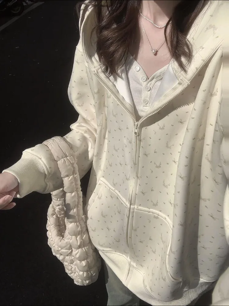 

Cuteore Sweet Coquette толстовки женские Y2k Harajuku Kawaii уличная одежда с бантом и принтом большого размера толстовка с капюшоном мягкая девушка 2024