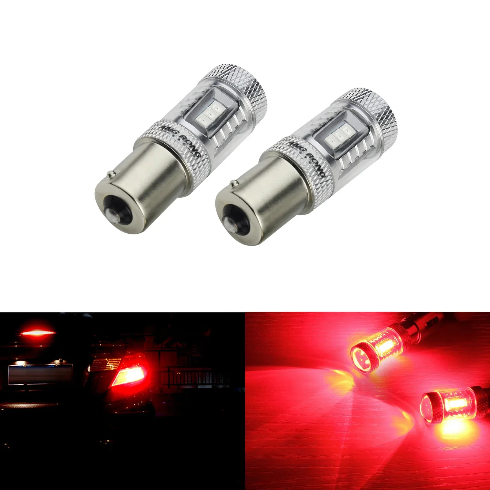 ANGRONG 2pcs 382 P21W 1156 BA15S LED Bulb DRL Indicator Brake Stop Reverse Light