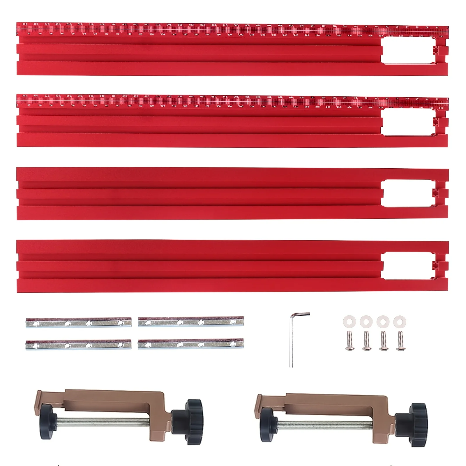 

40cm Trimming Milling Groove Engraving Guide Rail + 2pc Clip, Adjustable Backing Auxiliary Guide Rail Bracket DIY Woodworking To