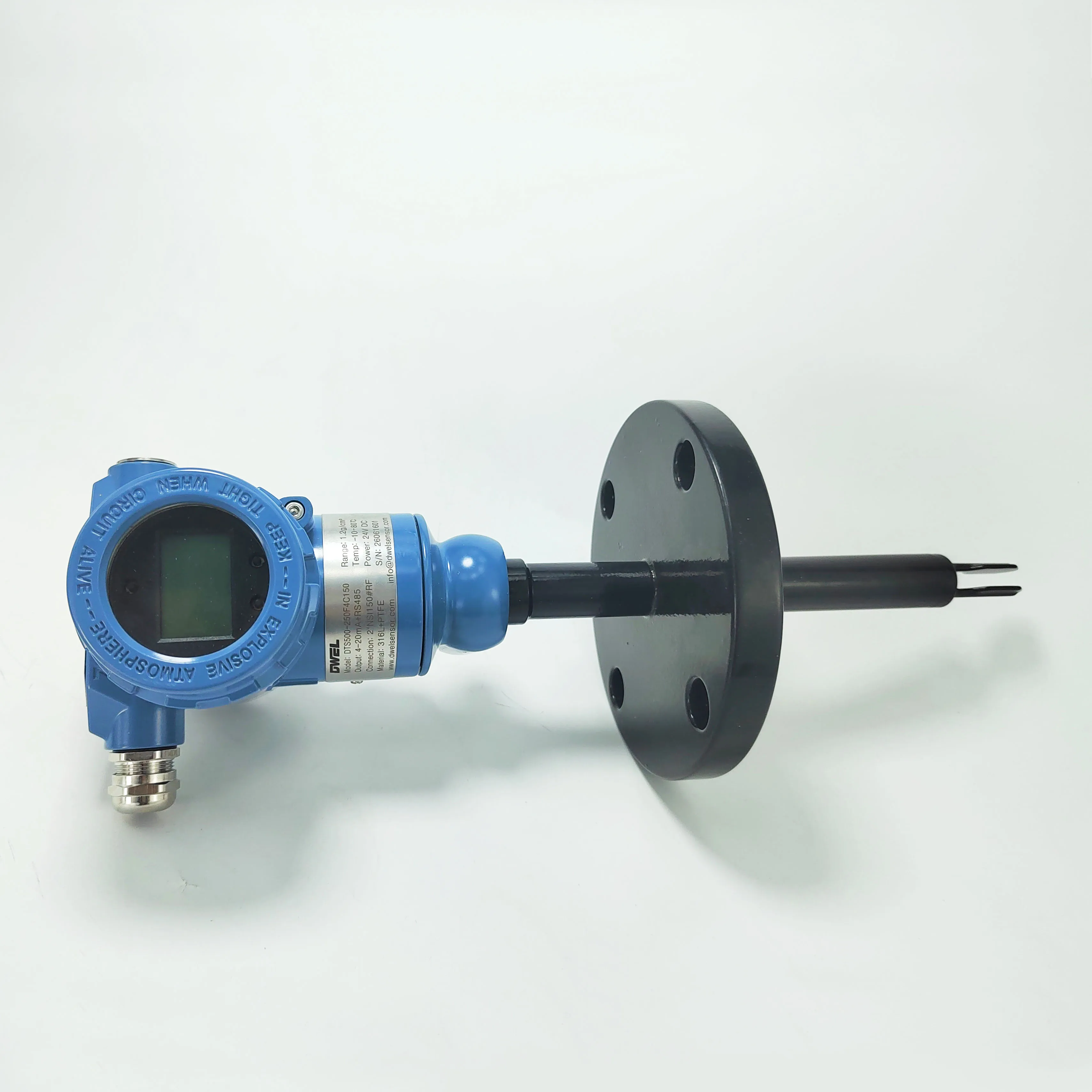 DWEL DTS500 PTFE Tuning Fork Acid Alkali Densimeter 0-3g/cm3 High Accuracy Stainless Steel 4-20mA RS485 Density Meter