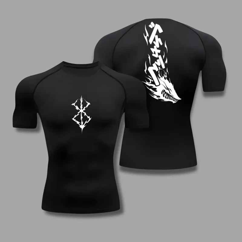 Kaus Kompresi Kaus Olahraga Lari Pria Kaus Lengan Pendek Atasan Pakaian Binaraga Pakaian Olahraga Gym Cepat Kering