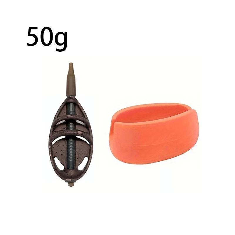 Method Feeder Accessories, Carp Fishing Feeder Tackle Set, Inline Zinc Alloy Feeder Fishing with 30g/40g/50g Weight Feeder and 1