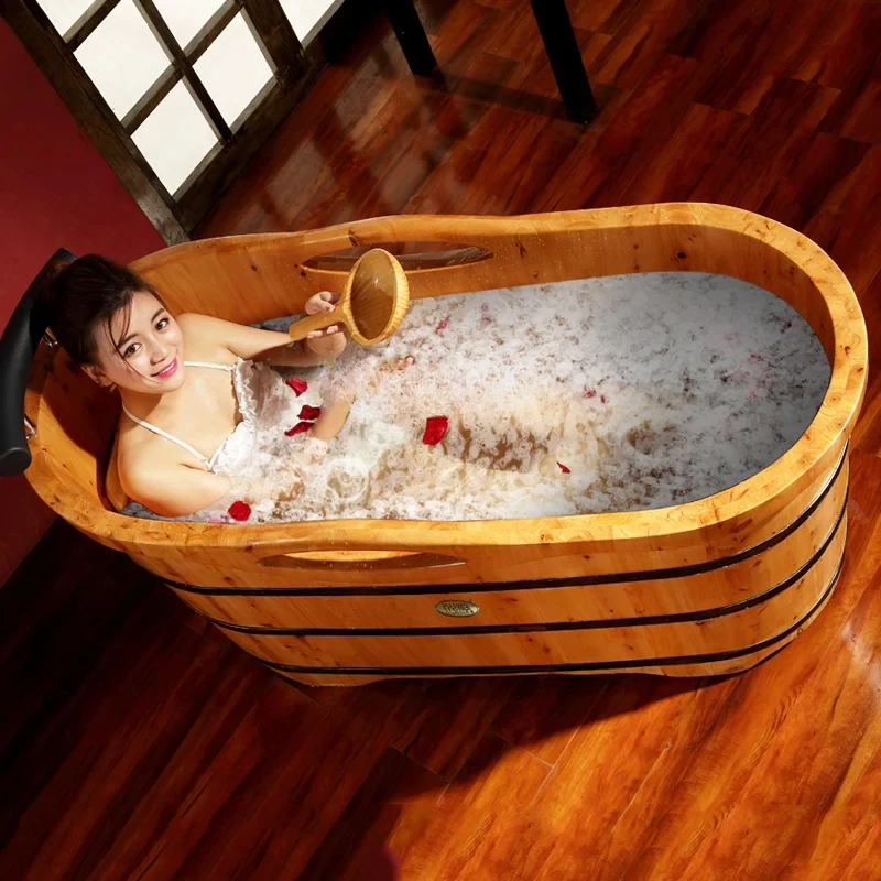 Cedar Bath Barrel Wooden Bathtub Bathtub Bath Barrel Solid Wood Quality Insulation 05