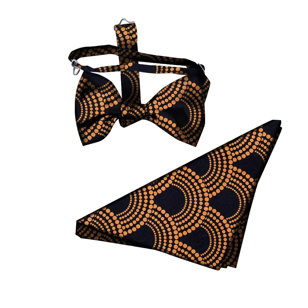 Ethnic Style Suit Bow Tie & Pocket Square Set African fabric colorful handkerchief