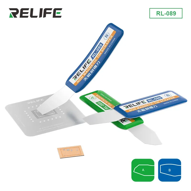 RELIFE RL-089 Metal Scraping Non-Magnetic Tin Scraper Set BGA Reballing Clean Solder Paste Tin Scraper Knife Glue Removal Tools