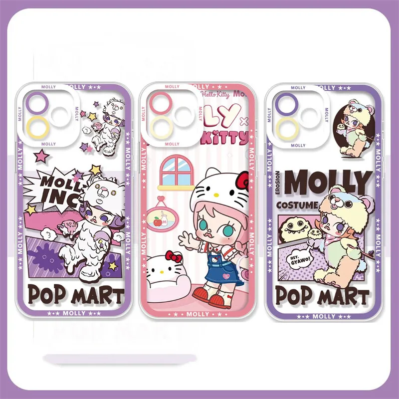 POP MART Molly Phone Case For iPhone 16E 15 16 12 Pro Max Plus X XS MAX XR 8 7 6 6S Plus 7+ 8+ Fashion Cute Trend Brand Cover