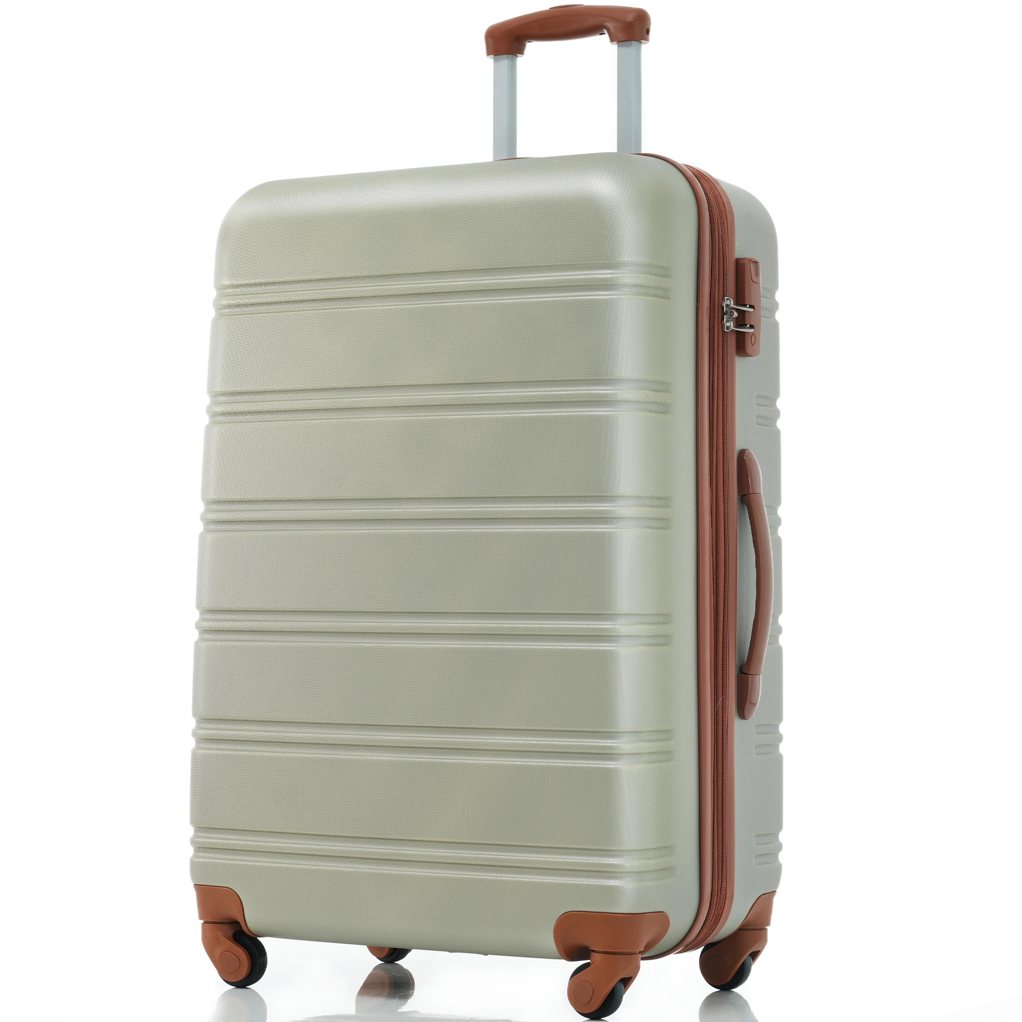 Hard-shell Suitcase suitcase hand luggage 4 Rolls ABS material 74.5*50.5*31.5 Gold Green + Brown