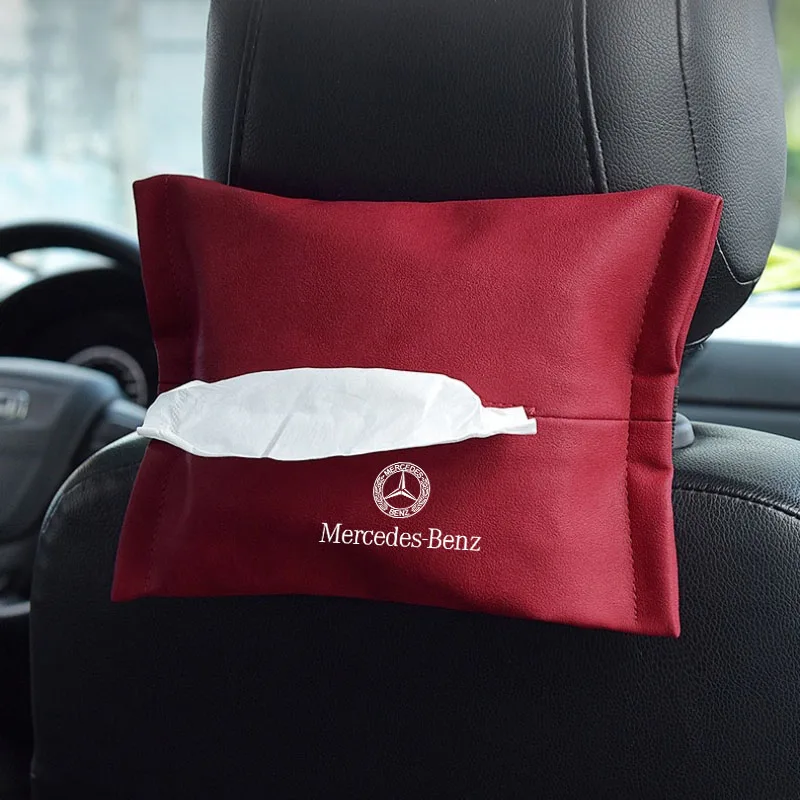 Car Hidden Tissue Holder Box for Mercedes Benz AMG CLK A180 W108 W201 W212 Armrest Seat Back Napkin Center Console Storage Bag