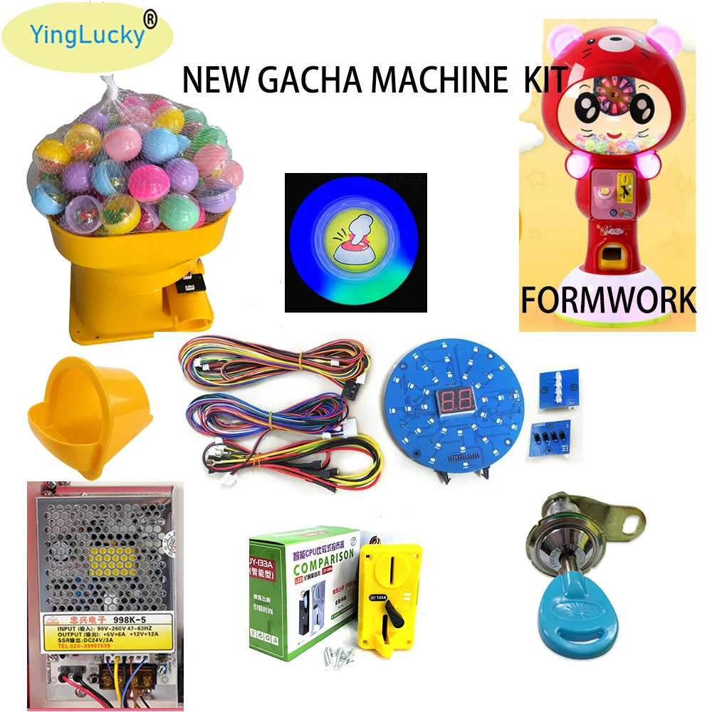 New Gaunting Machine Kit Arcade automatic vending machine kit with RGB button 24V arcade power supply supports 45mm 75mm capsule