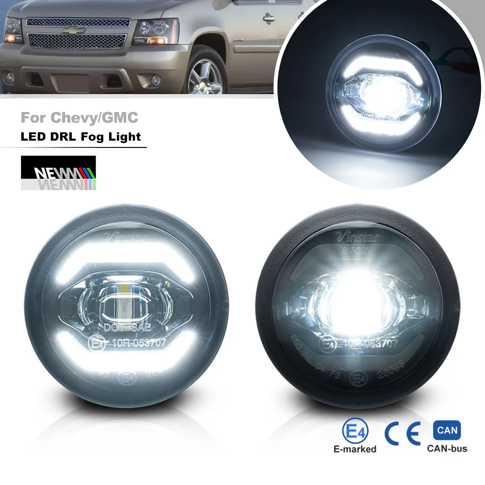 

2x For 2007-2014 Chevy Tahoe GMC Yukon Suburban Yukon XL 1500 2500 Avalanche LED Driving Fog Light DRL Daytime Running Daylights