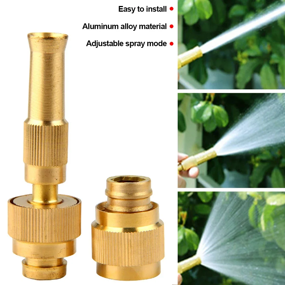 2Pcs Car High Pressure Water Spray Gun Spray Nozzle Washing Machine Nozzle with Quick-connect Connector Brass Garden Hose Pipe