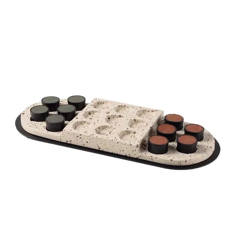 

Brown rouge ornaments, leather chess pieces, chessboard home decorations