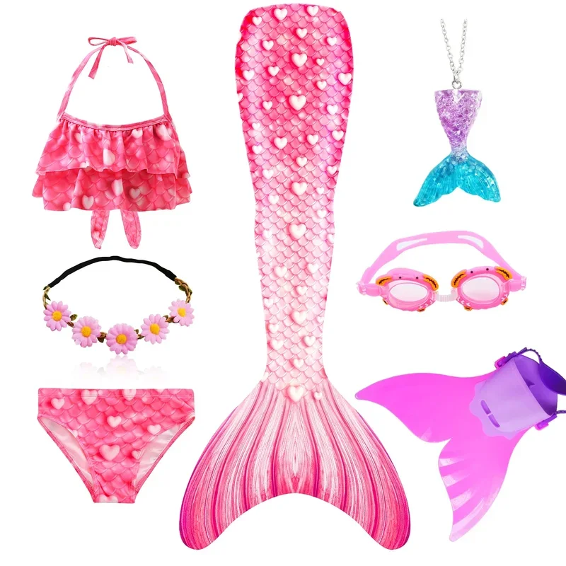 

Костюм с хвостом русалки для девочек, детский купальник, купальный костюм, платье для девочек, можно добавить ласты, моноласт для плавания, косплей на Хэллоуин