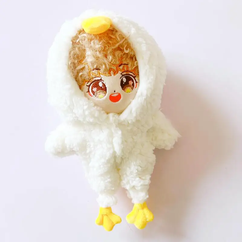 

20cm Cute Big White Goose Fluffy Coat Suit Plush Cotton Doll DIY Clothing Accessories Kawaii Soft Doll for Girls Kids Toys Gifts