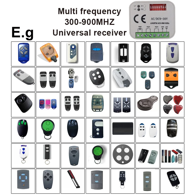 300-900MHZ AC DC 9-30V Universal Garage Gate Receiver Controller BENINCA BERNER HORMANN MARANTEC SOMMER 868mhz Receiver 433