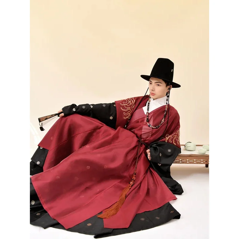 20 Hanfu الرجال Hanfu الهانبوك الذكور سلالة مينغ الملابس التقليدية مرحلة الرقص أداء زي القماش الآسيوي التقليدي القديم