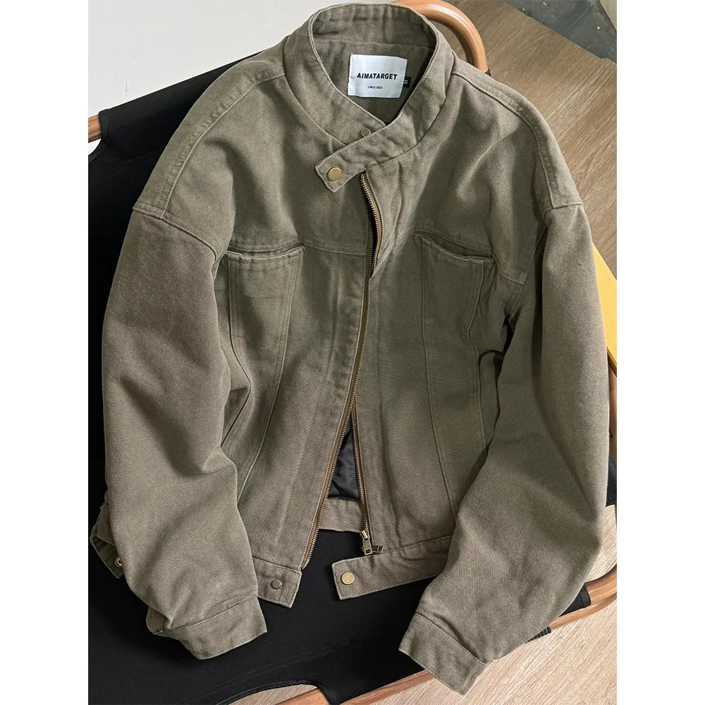 

Тяжелая рабочая одежда Harington с американской талией, открытый кардиган, джерт, мужской дизайн с воротником-стойкой, сенсационный джинт, осень-зима...