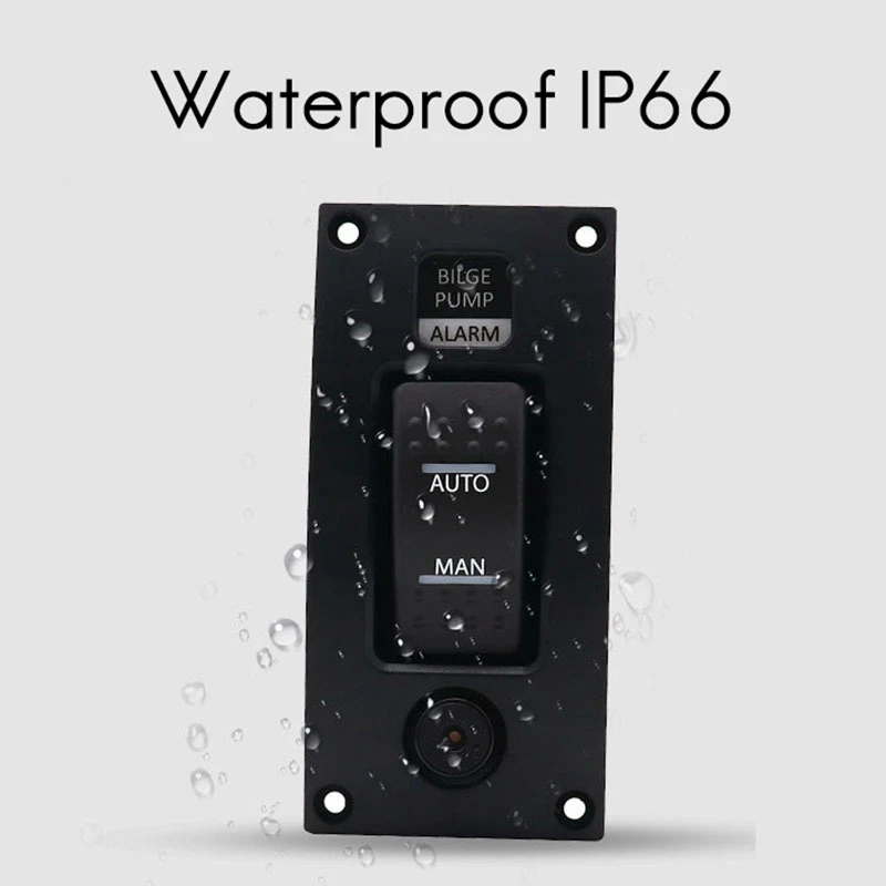 2X 12-24V Bilge Pump Switch Waterproof Alarm Ship Deck Cleaning Control Panel For Boat Bilge Pumps On/Off Switch Panel