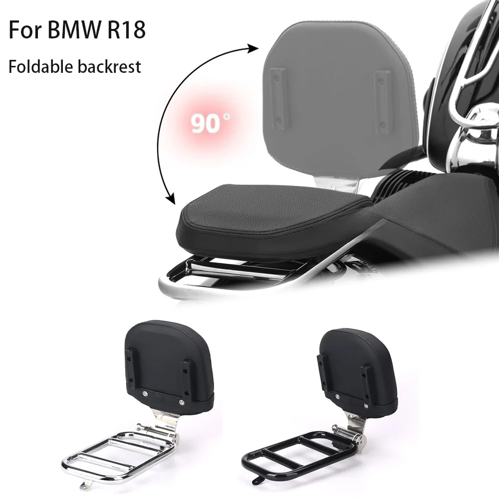 

For BMW R18 2020-2023 2021 2022 R 18 Classic New Chrome Motorcycle Rider Backrest Foldable Back Rest Pad Luggage rack