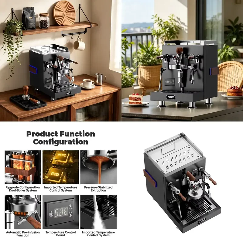 Professional Commercial Stainless Steel Coffee Machine Dual Boiler Rotary Pump Semi-automatic Espresso Maker for Hotel Car