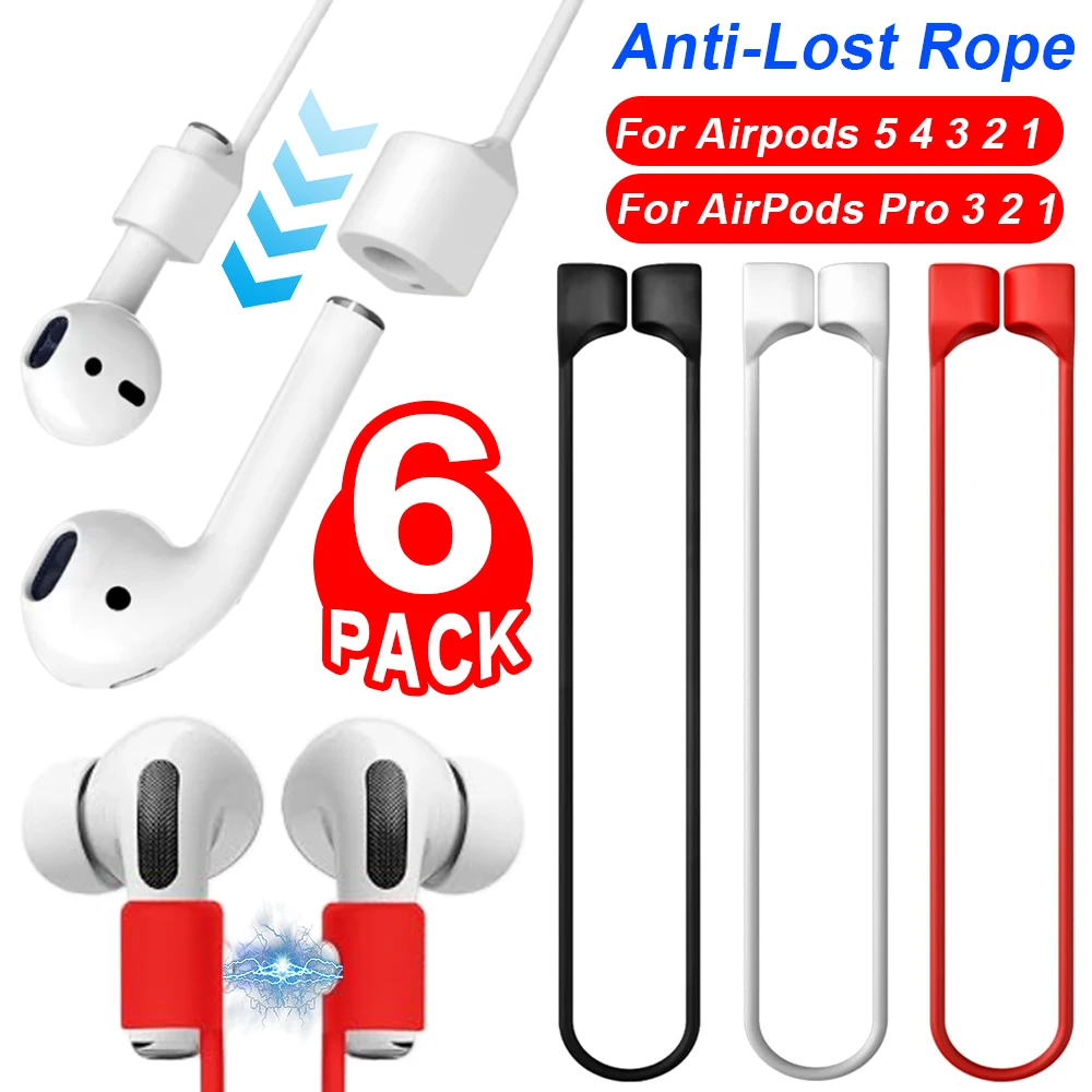 For Apple AirPods 5 4 3 2 1 Silicone Magnetic String Rope Soft Anti-lost Cords Neck Strap For AirPods Pro 2 3 Universal Earphone