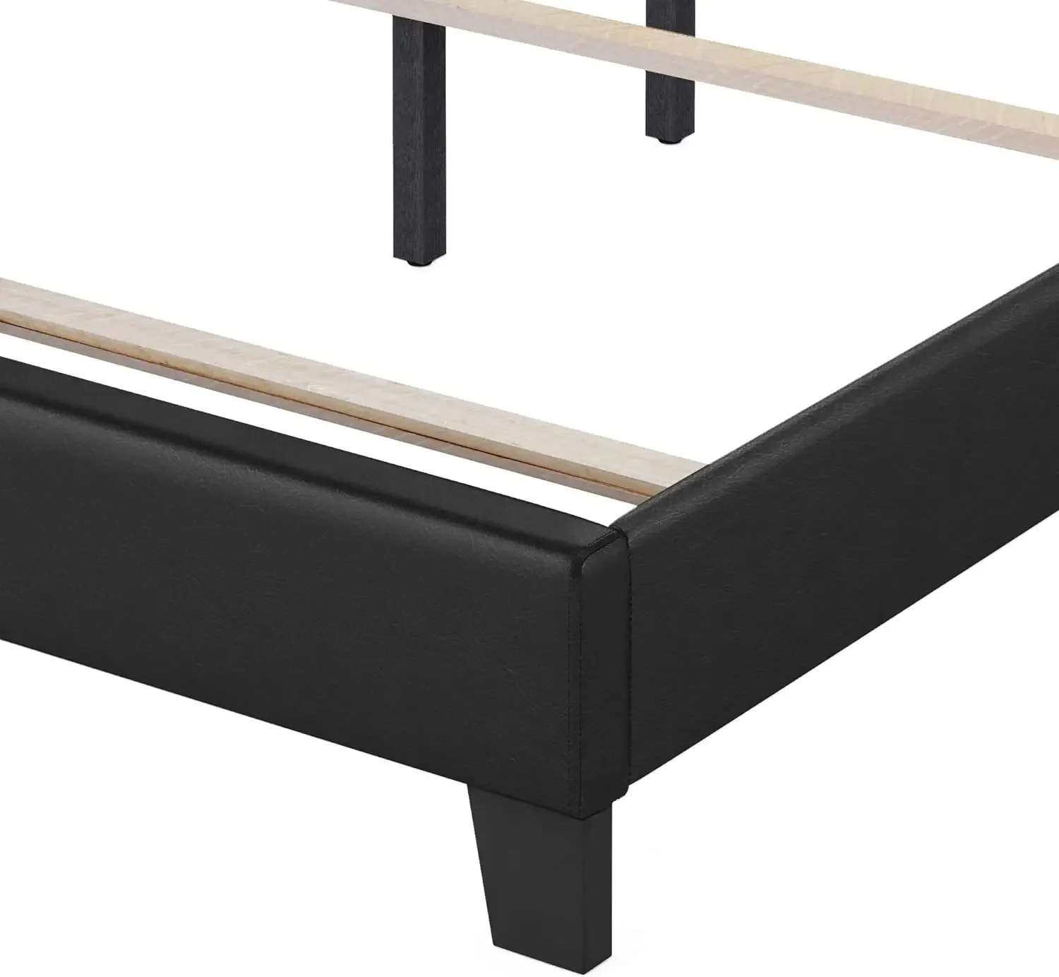 Twin PU Leather Upholstered Platform, Headboard Fill with Foam, Lightweight, Sturdy & Durability, Squeak Resistant, Black