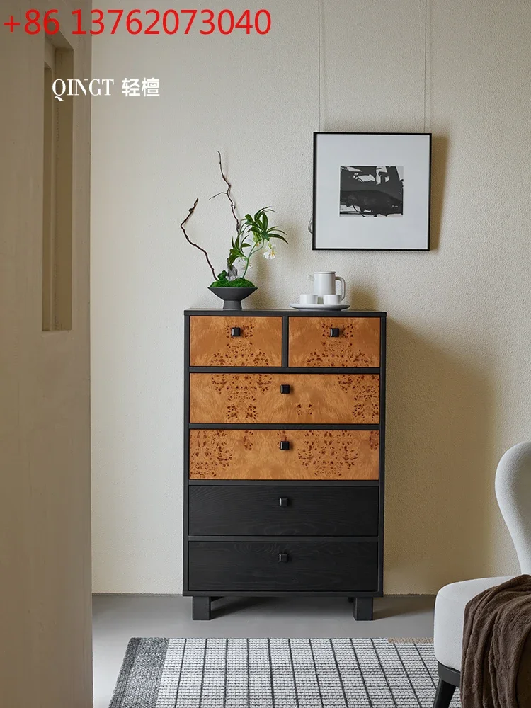 Living room wall locker black vertical cabinet sofa side cabinet medium antique storage cabinet