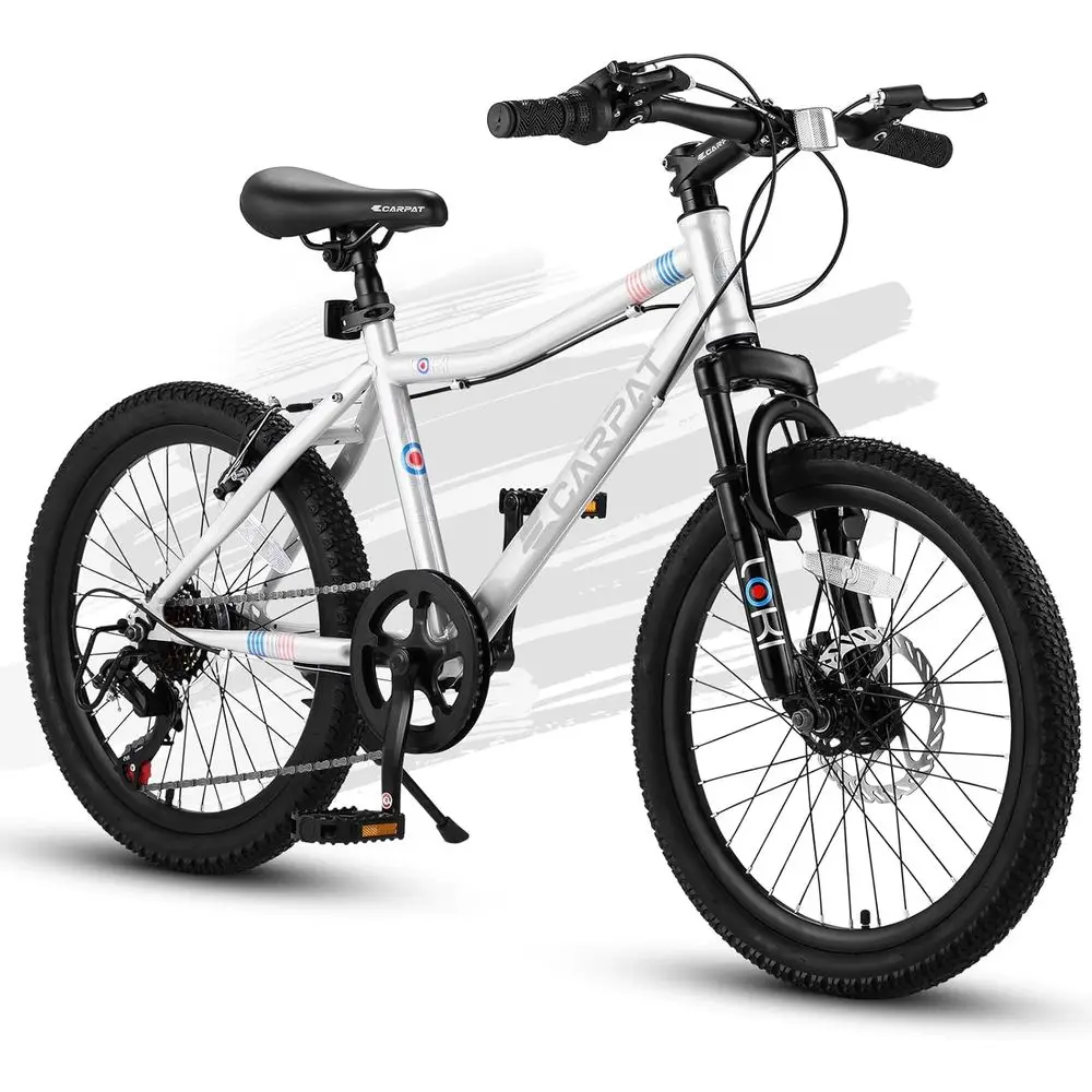 7-Speed 24-Inch Kids' All-Terrain Mountain Bike with Front Suspension and Mechanical Disc Brakes