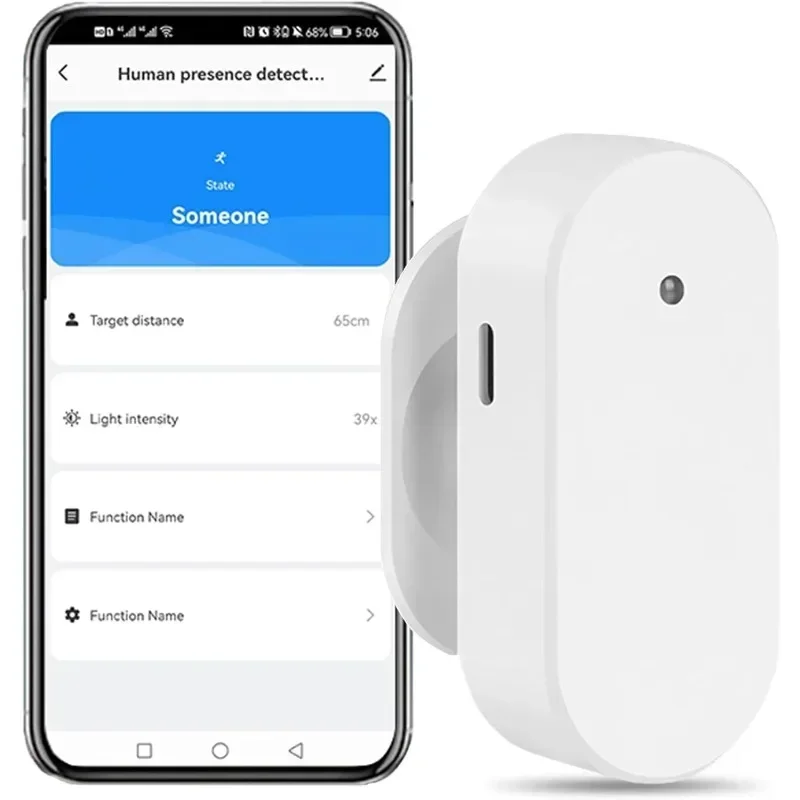Smart Human Presence Motion Sensor WiFi Millimeter Wave Radar Detector with Light Sensor Requires TUYA HUB Support Zigbee2mqtt